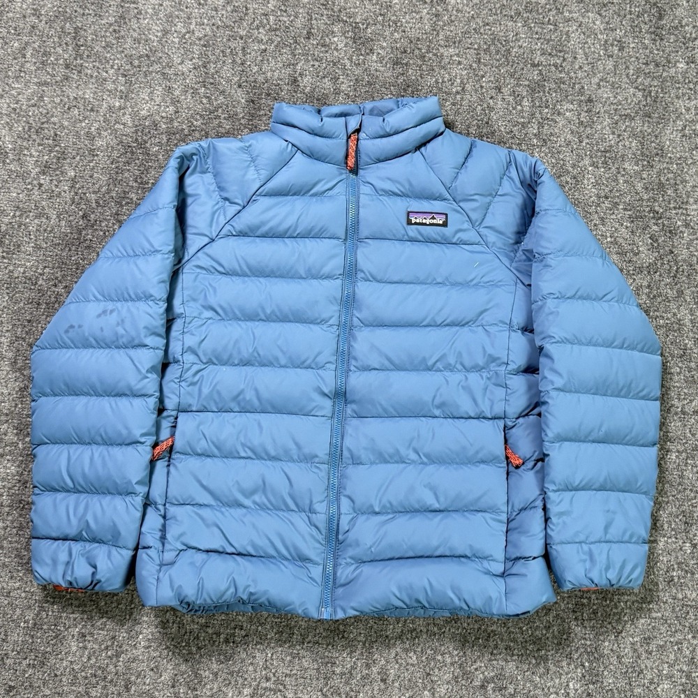 Patagonia Kids Down Sweater Sz Medium (10) Blue Fill Zip Insulted Puffer Jacket